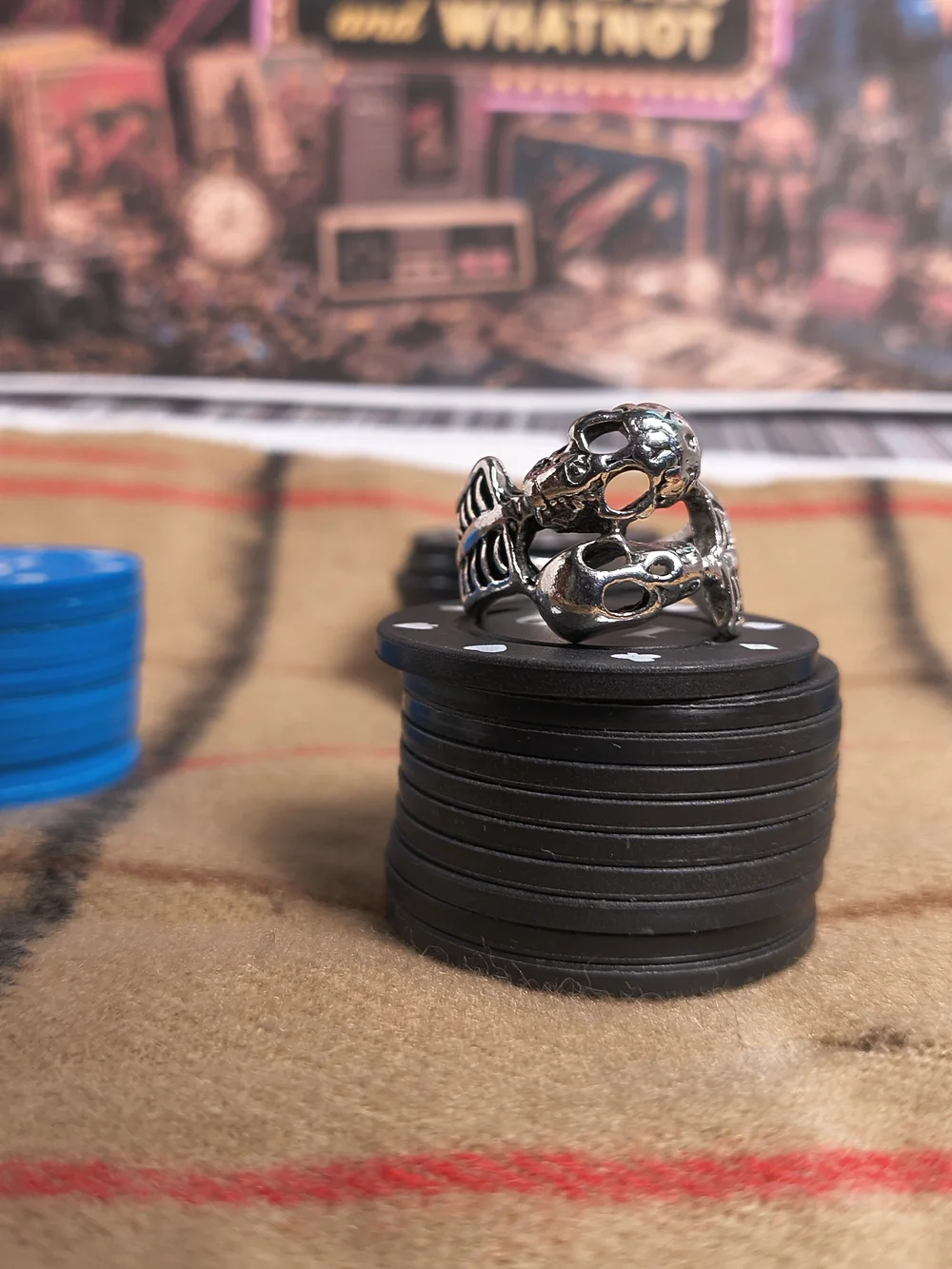 Silver Tone Intertwined Skeletons Ring Size 12 Gothic Gothcore Statement Jewelry